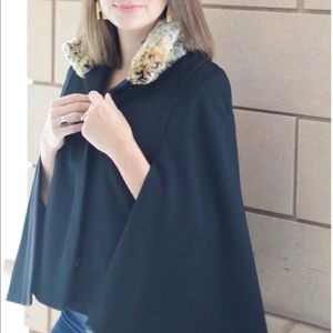 Cheetah Faux Fur Trim Cape